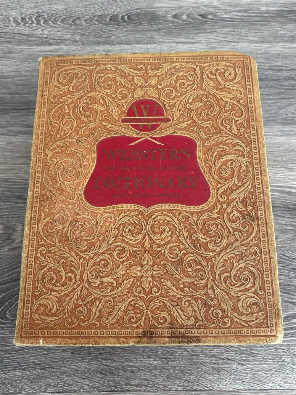 Vintage Websters Dictionary Book in Red and Gold